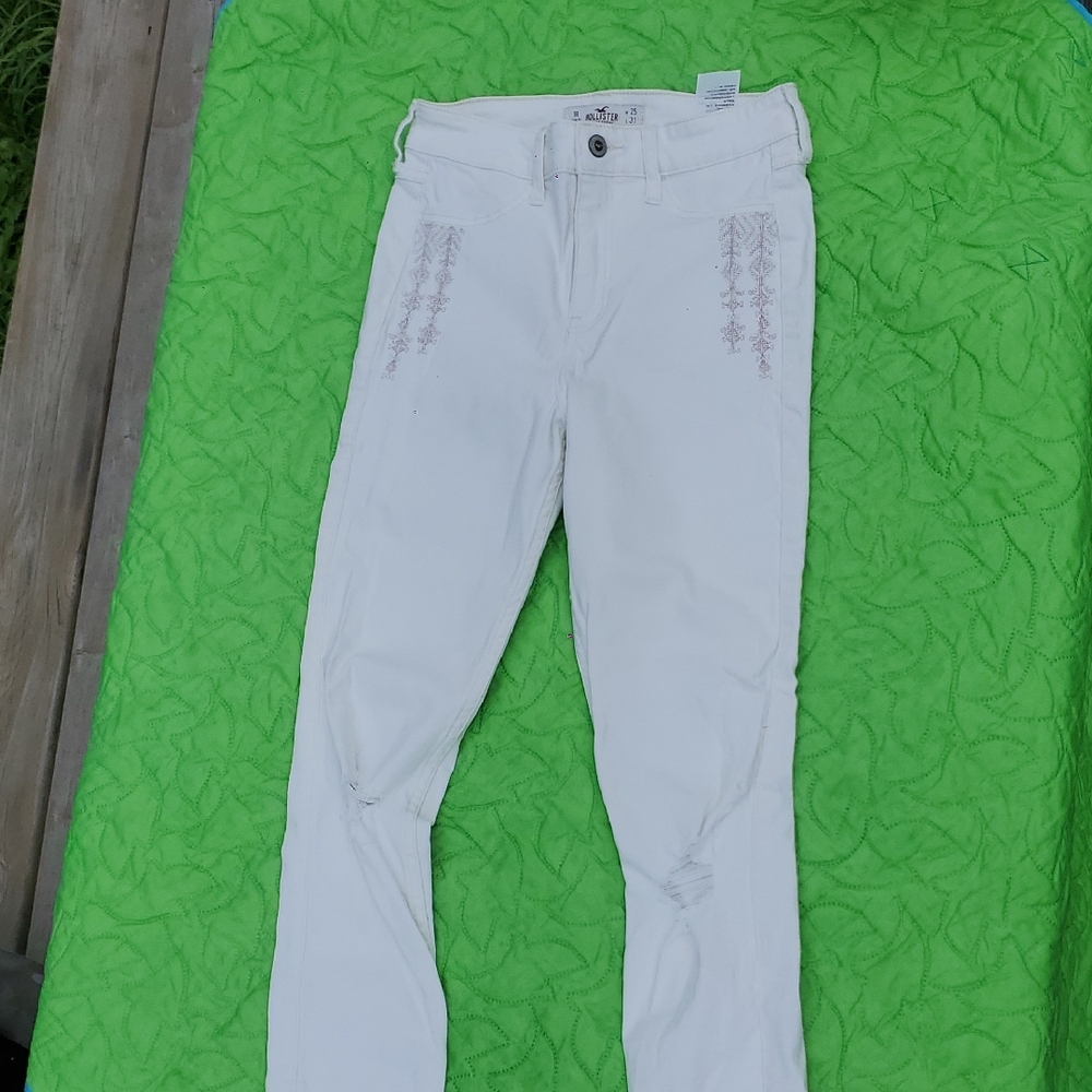 Hollister White Ankle & Cropped Jeans